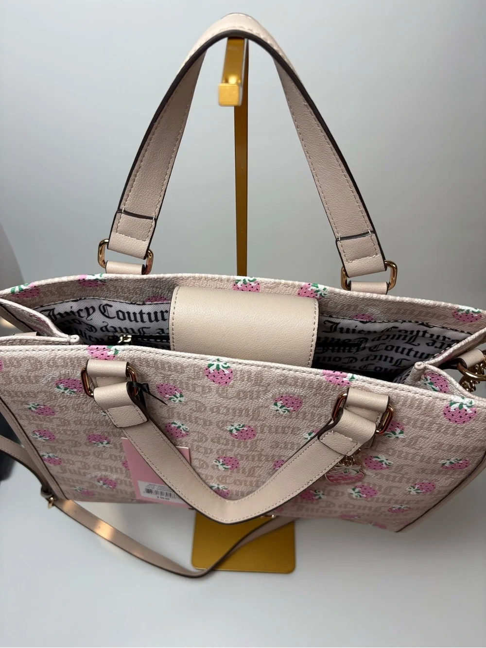 🍓Juicy Couture Berry Sweet Strawberry Tote Bag Sandstone Pink NWT